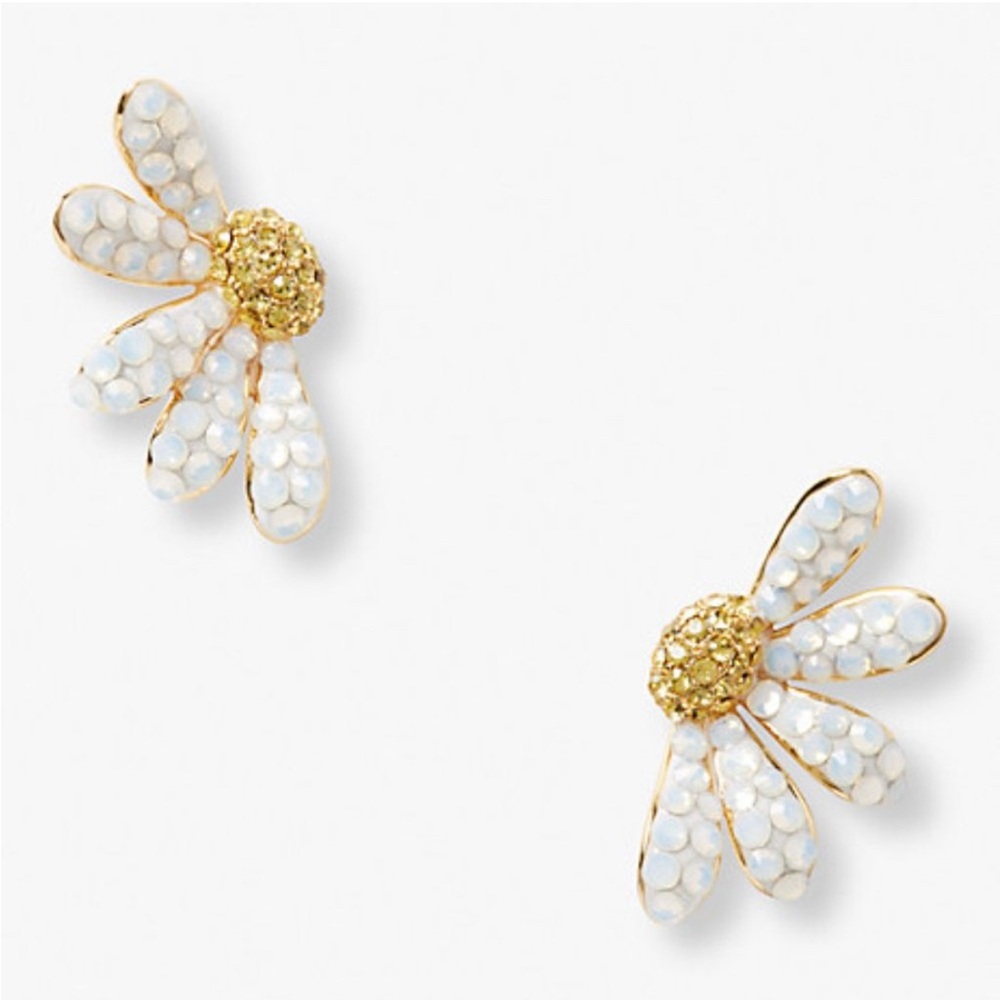 Dazzling Kate Spade Daisy Stud Earrings with White Opal & Yellow Crystals NWT - Picture 9 of 10